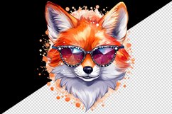 Watercolor cool glamour fox superstar wild animal sunglasses stars print 20 oz tumbler skinny mug wrap clipart t-shirt sublimation printable design