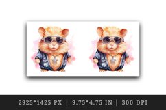 Watercolor cool glamour hamster funny superstar animal glasses stars print 20 oz tumbler skinny mug wrap clipart t-shirt sublimation printable design