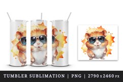 Watercolor cool glamour hamster funny superstar animal glasses stars print 20 oz tumbler skinny mug wrap clipart t-shirt sublimation printable design