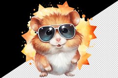Watercolor cool glamour hamster funny superstar animal glasses stars print 20 oz tumbler skinny mug wrap clipart t-shirt sublimation printable design