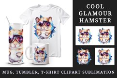 Watercolor cool glamour hamster funny superstar animal glasses stars print 20 oz tumbler skinny mug wrap clipart t-shirt sublimation printable design
