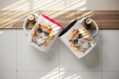 Watercolor cool glamour hamster funny superstar animal glasses stars print 20 oz tumbler skinny mug wrap clipart t-shirt sublimation printable design