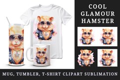 Watercolor cool glamour hamster funny superstar animal glasses stars print 20 oz tumbler skinny mug wrap clipart t-shirt sublimation printable design