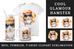 Watercolor cool glamour hamster funny superstar animal glasses stars print 20 oz tumbler skinny mug wrap clipart t-shirt sublimation printable design