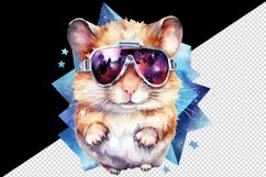 Watercolor cool glamour hamster funny superstar animal glasses stars print 20 oz tumbler skinny mug wrap clipart t-shirt sublimation printable design
