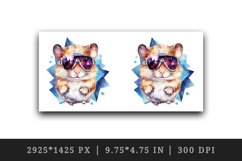 Watercolor cool glamour hamster funny superstar animal glasses stars print 20 oz tumbler skinny mug wrap clipart t-shirt sublimation printable design