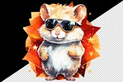 Watercolor cool glamour hamster funny superstar animal sunglasses print 20 oz tumbler skinny mug wrap clipart t-shirt sublimation printable design