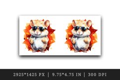 Watercolor cool glamour hamster funny superstar animal sunglasses print 20 oz tumbler skinny mug wrap clipart t-shirt sublimation printable design