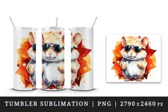 Watercolor cool glamour hamster funny superstar animal sunglasses print 20 oz tumbler skinny mug wrap clipart t-shirt sublimation printable design