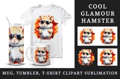 Watercolor cool glamour hamster funny superstar animal sunglasses print 20 oz tumbler skinny mug wrap clipart t-shirt sublimation printable design