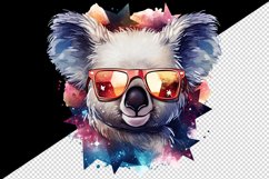 Watercolor cool glamour koala funny superstar animal sunglasses stars print 20 oz tumbler skinny mug wrap clipart t-shirt sublimation printable design