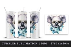 Watercolor cool glamour koala funny superstar animal sunglasses stars print 20 oz tumbler skinny mug wrap clipart t-shirt sublimation printable design