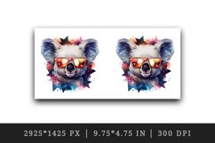 Watercolor cool glamour koala funny superstar animal sunglasses stars print 20 oz tumbler skinny mug wrap clipart t-shirt sublimation printable design