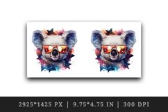 Watercolor cool glamour koala funny superstar animal sunglasses stars print 20 oz tumbler skinny mug wrap clipart t-shirt sublimation printable design