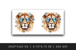 Watercolor cool glamour lion funny superstar wild animal sunglasses print 20 oz tumbler skinny mug wrap clipart t-shirt sublimation printable design