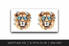 Watercolor cool glamour lion funny superstar wild animal sunglasses print 20 oz tumbler skinny mug wrap clipart t-shirt sublimation printable design