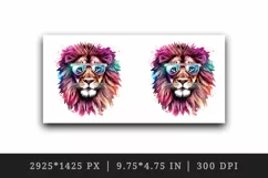 Watercolor cool glamour lion funny superstar wild animal sunglasses print 20 oz tumbler skinny mug wrap clipart t-shirt sublimation printable design