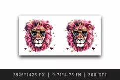 Watercolor cool glamour lion superstar wild animal sunglasses stars print 20 oz tumbler skinny mug wrap clipart t-shirt sublimation printable design