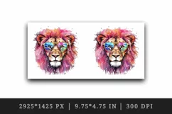 Watercolor cool glamour lion superstar wild animal sunglasses stars print 20 oz tumbler skinny mug wrap clipart t-shirt sublimation printable design