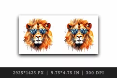 Watercolor cool glamour lion superstar wild animal sunglasses stars print 20 oz tumbler skinny mug wrap clipart t-shirt sublimation printable design