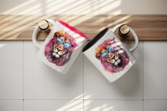 Watercolor cool glamour lion superstar wild animal sunglasses stars print 20 oz tumbler skinny mug wrap clipart t-shirt sublimation printable design