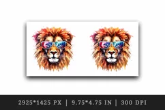 Watercolor cool glamour lion superstar wild animal sunglasses stars print 20 oz tumbler skinny mug wrap clipart t-shirt sublimation printable design