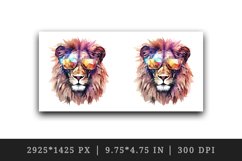 Watercolor cool glamour lion superstar wild animal sunglasses stars print 20 oz tumbler skinny mug wrap clipart t-shirt sublimation printable design