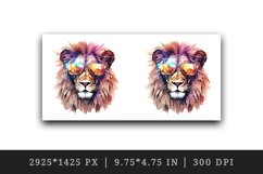 Watercolor cool glamour lion superstar wild animal sunglasses stars print 20 oz tumbler skinny mug wrap clipart t-shirt sublimation printable design