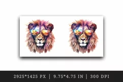 Watercolor cool glamour lion superstar wild animal sunglasses stars print 20 oz tumbler skinny mug wrap clipart t-shirt sublimation printable design