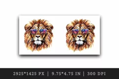 Watercolor cool glamour lion superstar wild animal sunglasses stars print 20 oz tumbler skinny mug wrap clipart t-shirt sublimation printable design
