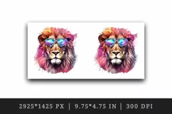 Watercolor cool glamour lion superstar wild animal sunglasses stars print 20 oz tumbler skinny mug wrap clipart t-shirt sublimation printable design