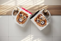 Watercolor cool glamour lion superstar wild animal sunglasses stars print 20 oz tumbler skinny mug wrap clipart t-shirt sublimation printable design