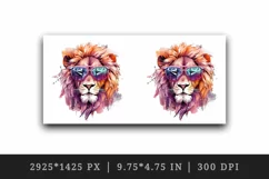 Watercolor cool glamour lion superstar wild animal sunglasses stars print 20 oz tumbler skinny mug wrap clipart t-shirt sublimation printable design