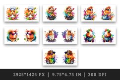 Watercolor cute cool guinea pig, superstar with guitar, detective, chef design wrap sublimation bundle for customize your mug
