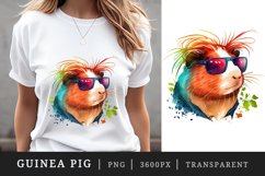 Watercolor cute cool guinea pig, superstar with guitar, detective, chef t-shirt sublimation print designs bundle