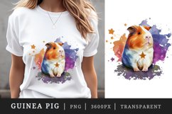 Watercolor cute cool guinea pig, superstar with guitar, detective, chef t-shirt sublimation print designs bundle