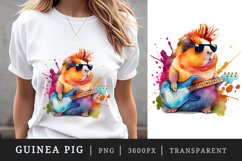 Watercolor cute cool guinea pig, superstar with guitar, detective, chef t-shirt sublimation print designs bundle