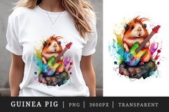 Watercolor cute cool guinea pig, superstar with guitar, detective, chef t-shirt sublimation print designs bundle