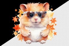 Watercolor cool hamster funny superstar animal sunglasses stars print 20 oz tumbler skinny mug wrap clipart t-shirt sublimation printable design