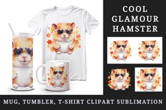 Watercolor cool hamster funny superstar animal sunglasses stars print 20 oz tumbler skinny mug wrap clipart t-shirt sublimation printable design