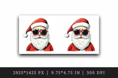 Watercolor cool Santa Claus sunglasses Christmas hat New Year winter snow 20 oz tumbler skinny mug wrap clipart t-shirt sublimation printable design