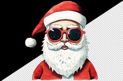 Watercolor cool Santa Claus sunglasses Christmas hat New Year winter snow 20 oz tumbler skinny mug wrap clipart t-shirt sublimation printable design