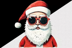 Watercolor cool Santa Claus sunglasses Christmas hat New Year winter snow 20 oz tumbler skinny mug wrap clipart t-shirt sublimation printable design