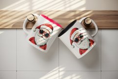 Watercolor cool Santa Claus sunglasses Christmas hat New Year winter snow 20 oz tumbler skinny mug wrap clipart t-shirt sublimation printable design