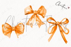 Watercolor Orange Coquette Bow | Fall PNG Product Image 3