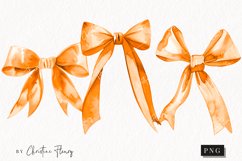 Watercolor Orange Coquette Bow | Fall PNG Product Image 1
