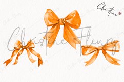 Watercolor Orange Coquette Bow | Fall PNG Product Image 3