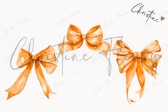 Watercolor Orange Coquette Bow | Fall PNG Product Image 3