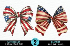 Watercolor Coquette 4th Of July Bow Fun Clipart Product Image 1