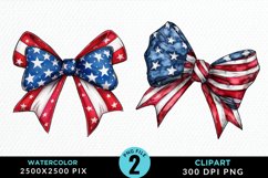 Watercolor Coquette 4th Of July Bow PNG Clipart Product Image 1